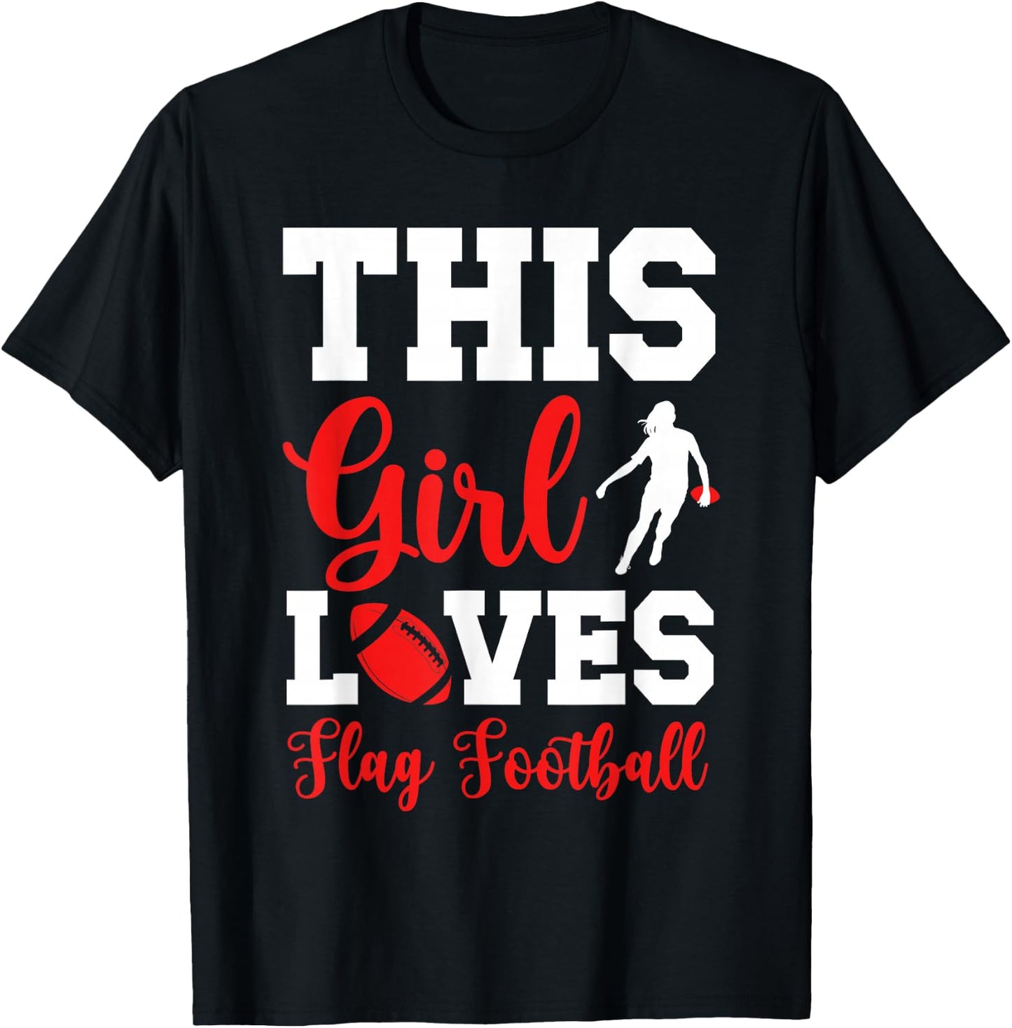 This Girl Loves Flag Football Girl Flag Football Player T-Shirt - T-Shirt | Black