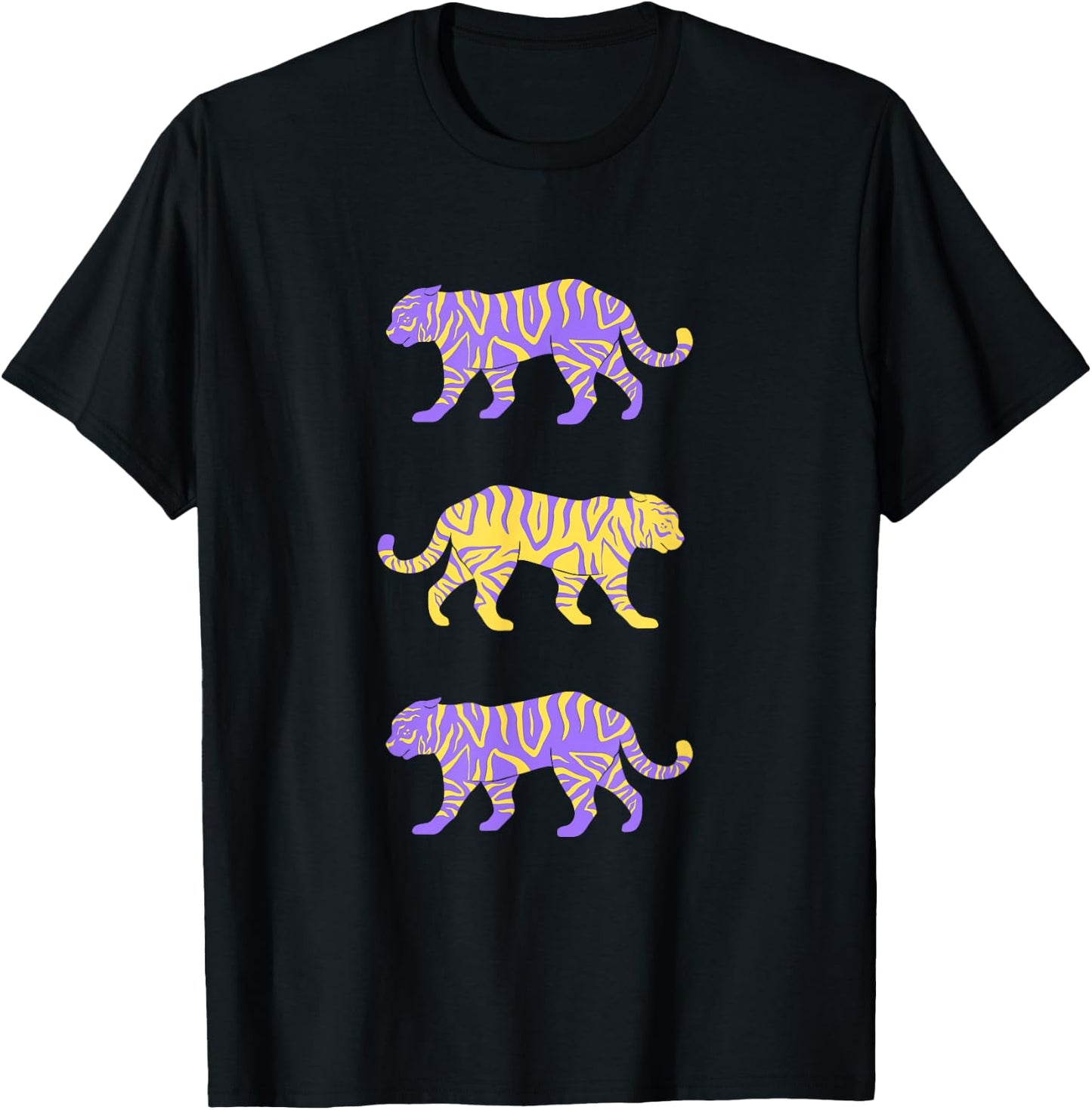 Baton Rouge Louisiana College Football Purple & Gold Tigers T-Shirt - T-Shirt | Black