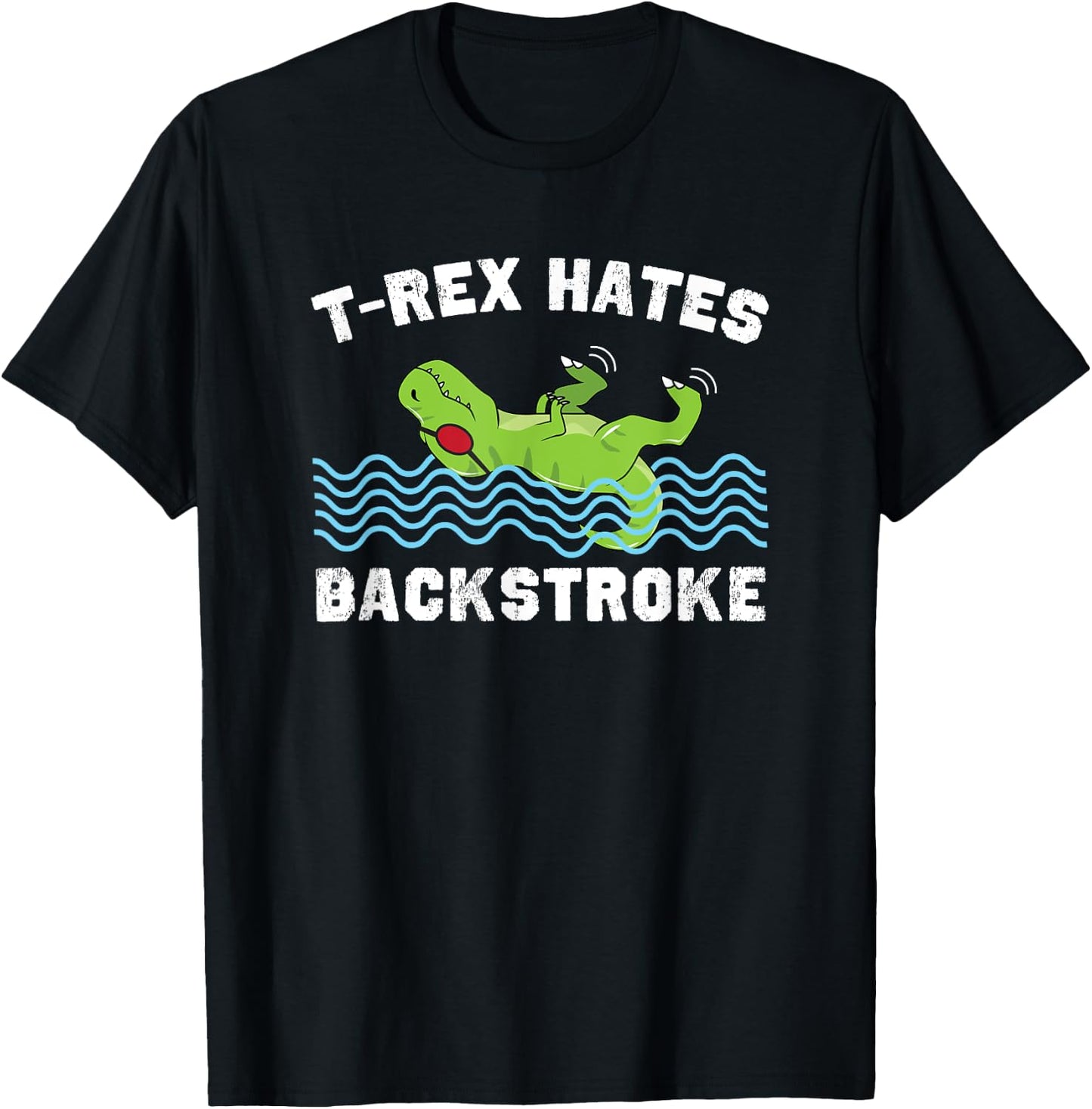 T-Rex Hates Backstroke Funny Beach Swimming Women Girls Kids T-Shirt - T-Shirt | Black