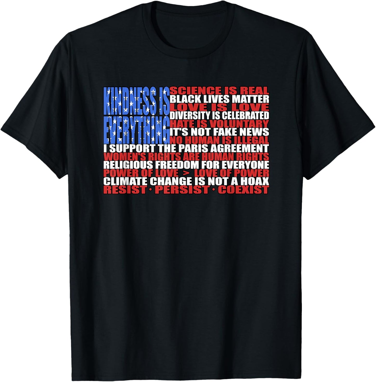 Political Protest American Flag - Equality, Science & Rights T-Shirt - T-Shirt | Black