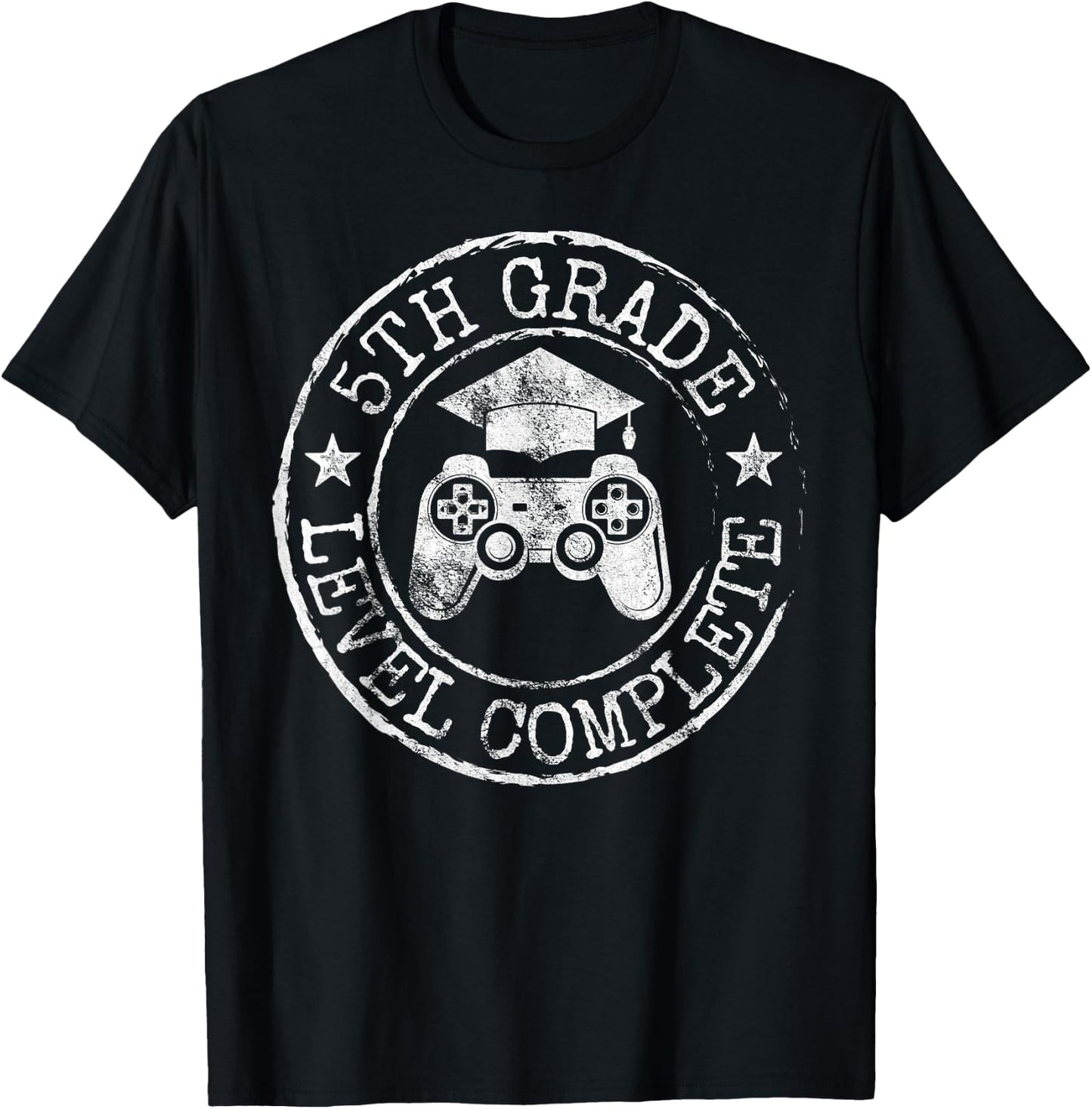 5th Grade Level Complete Fifth Grade Graduation Video Gamer T-Shirt - T-Shirt | Black