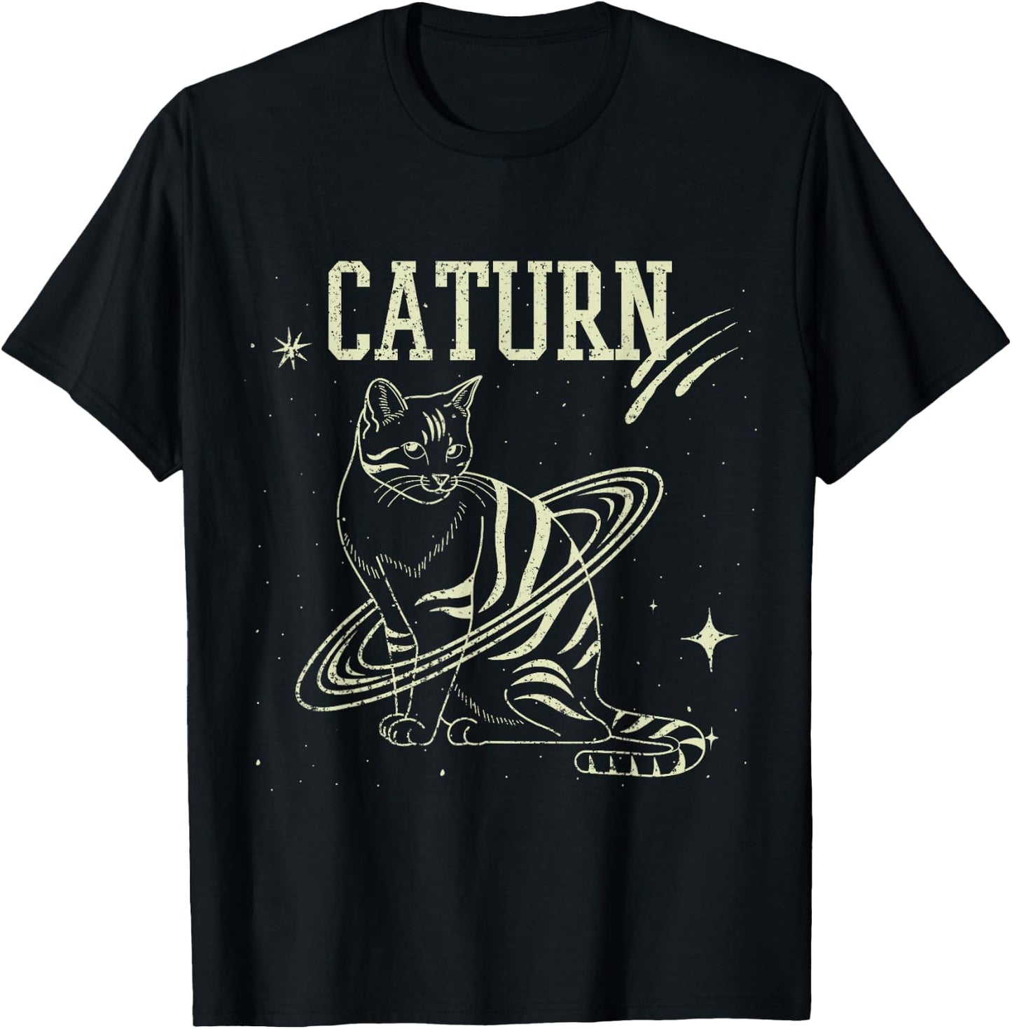 Caturn cat lover gift T-Shirt - T-Shirt | Black
