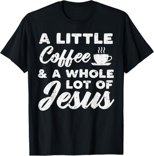 Little Coffee Jesus God Christ Religious Christian Gift T-Shirt - T-Shirt | Black