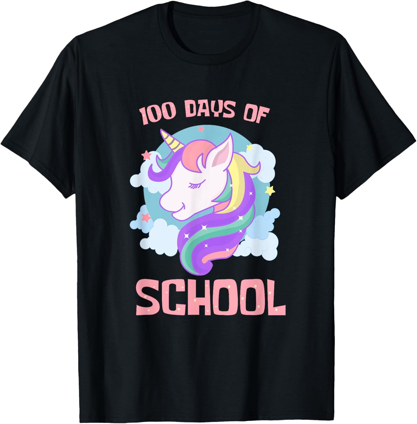 Unicorn 100 Days of School Magical 100th Day Girl Student T-Shirt - T-Shirt | Black