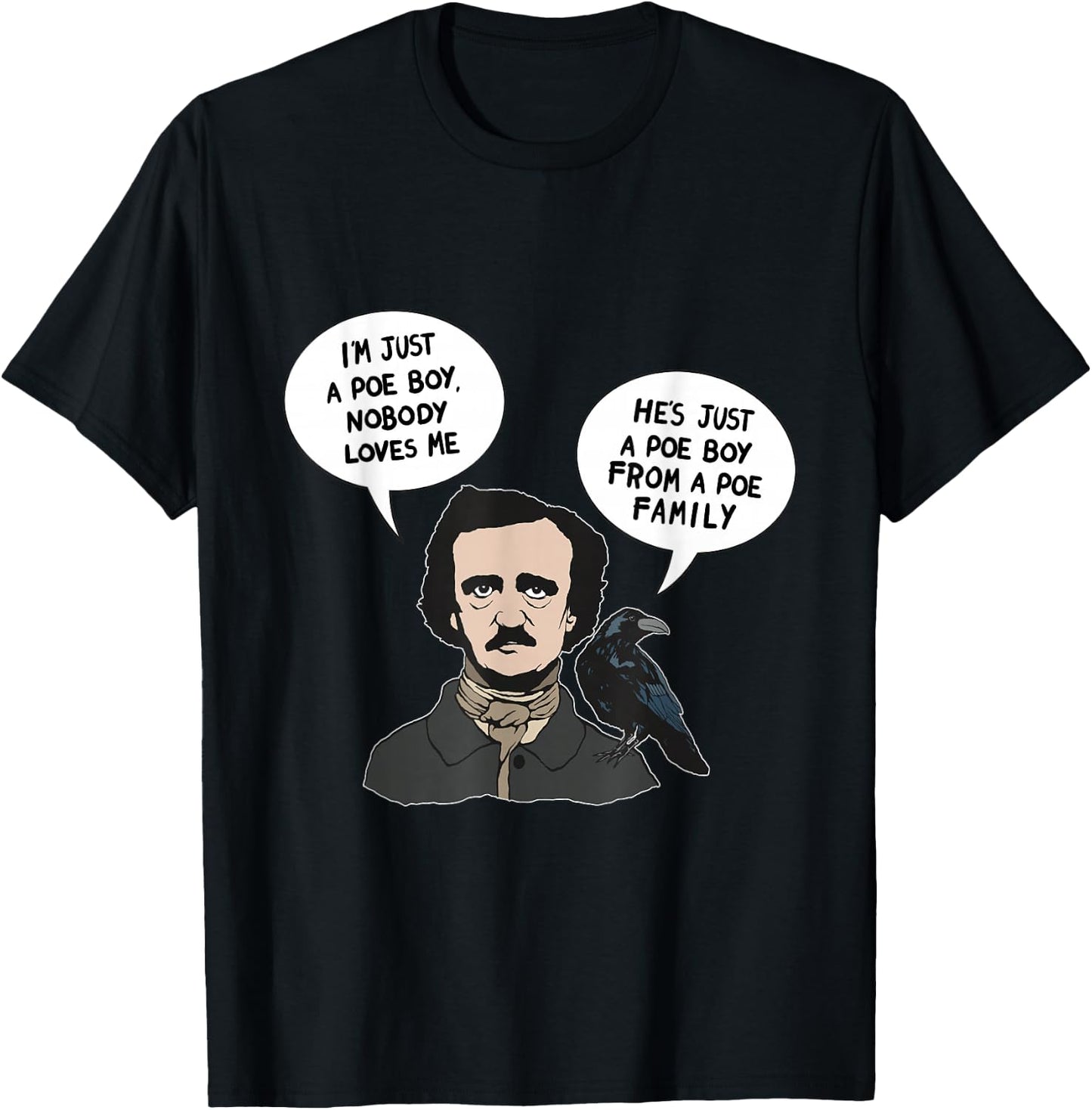 Allan Poe Boy From a Poe Family Raven Literature Book Nerd T-Shirt - T-Shirt | Black