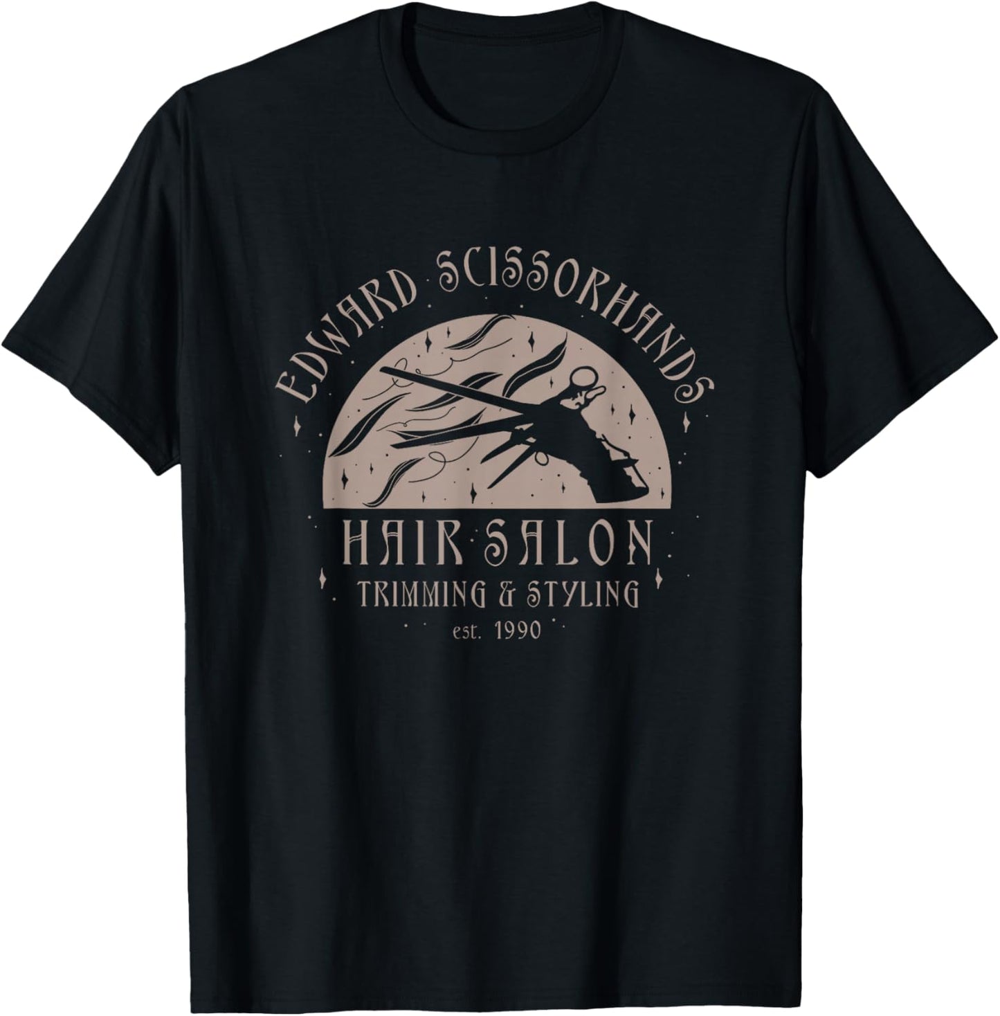 Edward Scissorhands Hair Salon Trimming & Styling Est.1990 T-Shirt - T-Shirt | Black