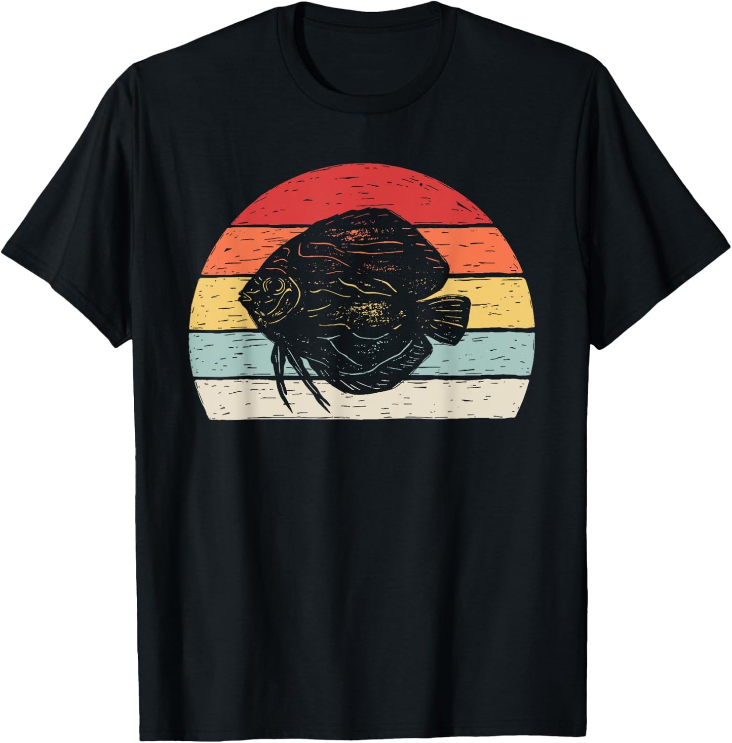Catch Some Rays Vintage Retro Discus Fish Graphic - Black, Small T-Shirt - T-Shirt | Black