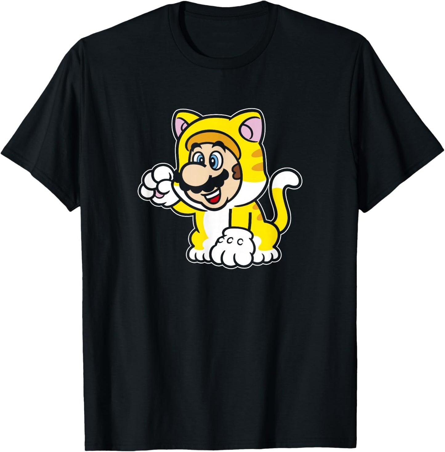 Super Mario 3D World Bowser's Fury Cat Mario Vintage Logo T-Shirt - T-Shirt | Black