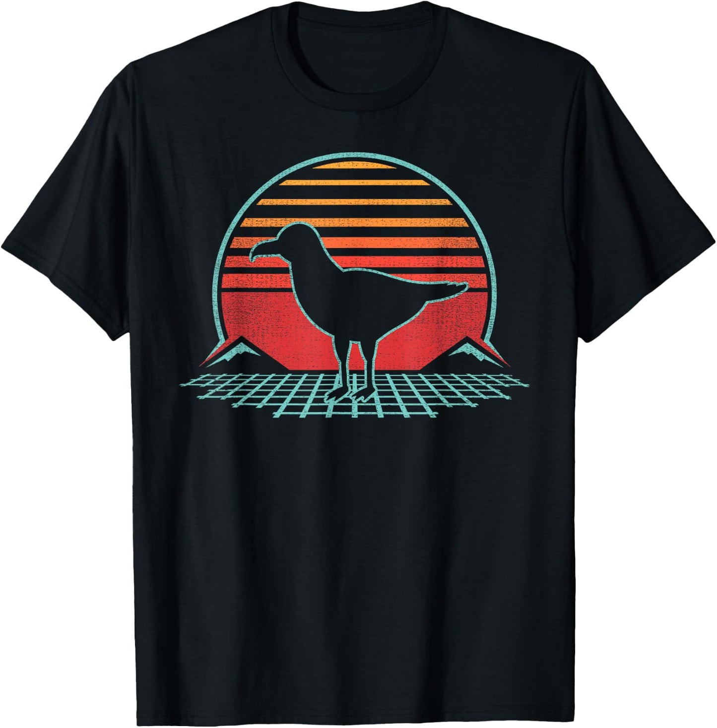 Albatross Lover Bird Animal Retro Vintage 80s Style T-Shirt - T-Shirt | Black