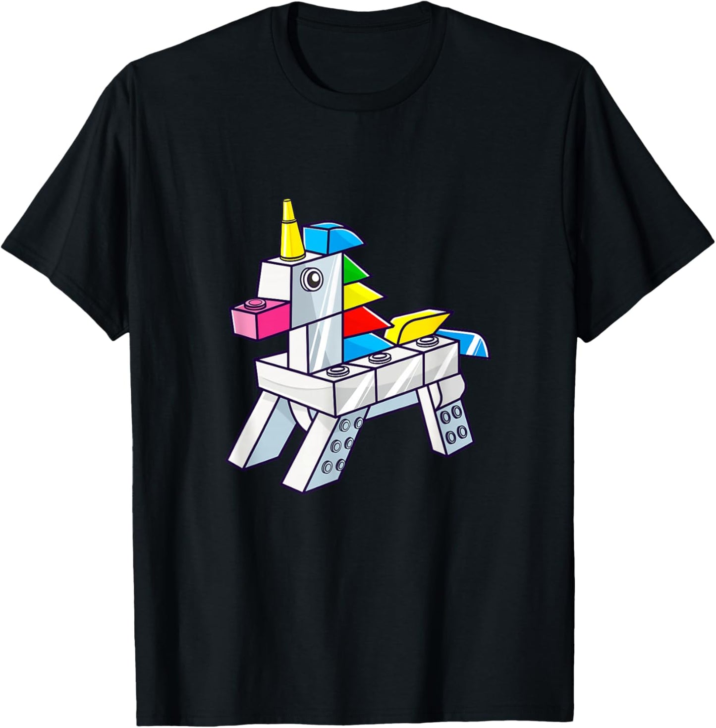 Unicorn Rainbow Master Builder Building Blocks Girls Kids T-Shirt - T-Shirt | Black