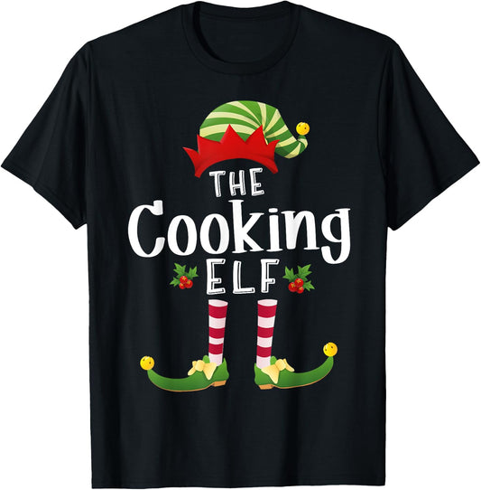 Cooking Christmas Elf Matching Pajama X-Mas Party T-Shirt - T-Shirt | Black