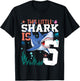 Turning 5 Year Old Birthday Gift Boy Shark 5th Bday Girl T-Shirt - T-Shirt | Black