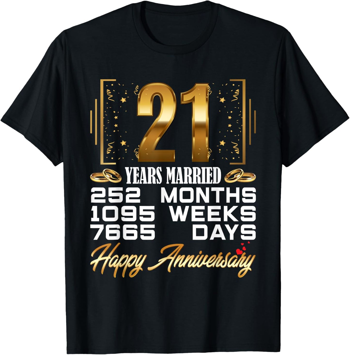 21 Years Married - Funny 21st Wedding Anniversary T-Shirt - T-Shirt | Black