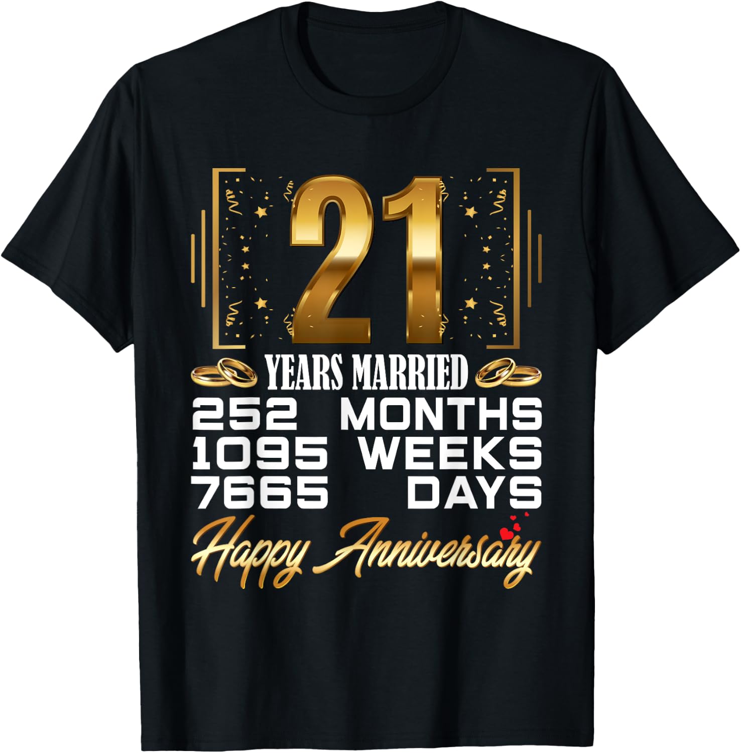21 Years Married - Funny 21st Wedding Anniversary T-Shirt - T-Shirt | Black