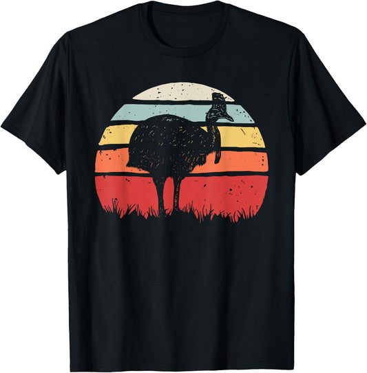 Vintage Retro Cassowary Bird T-Shirt - T-Shirt | Black