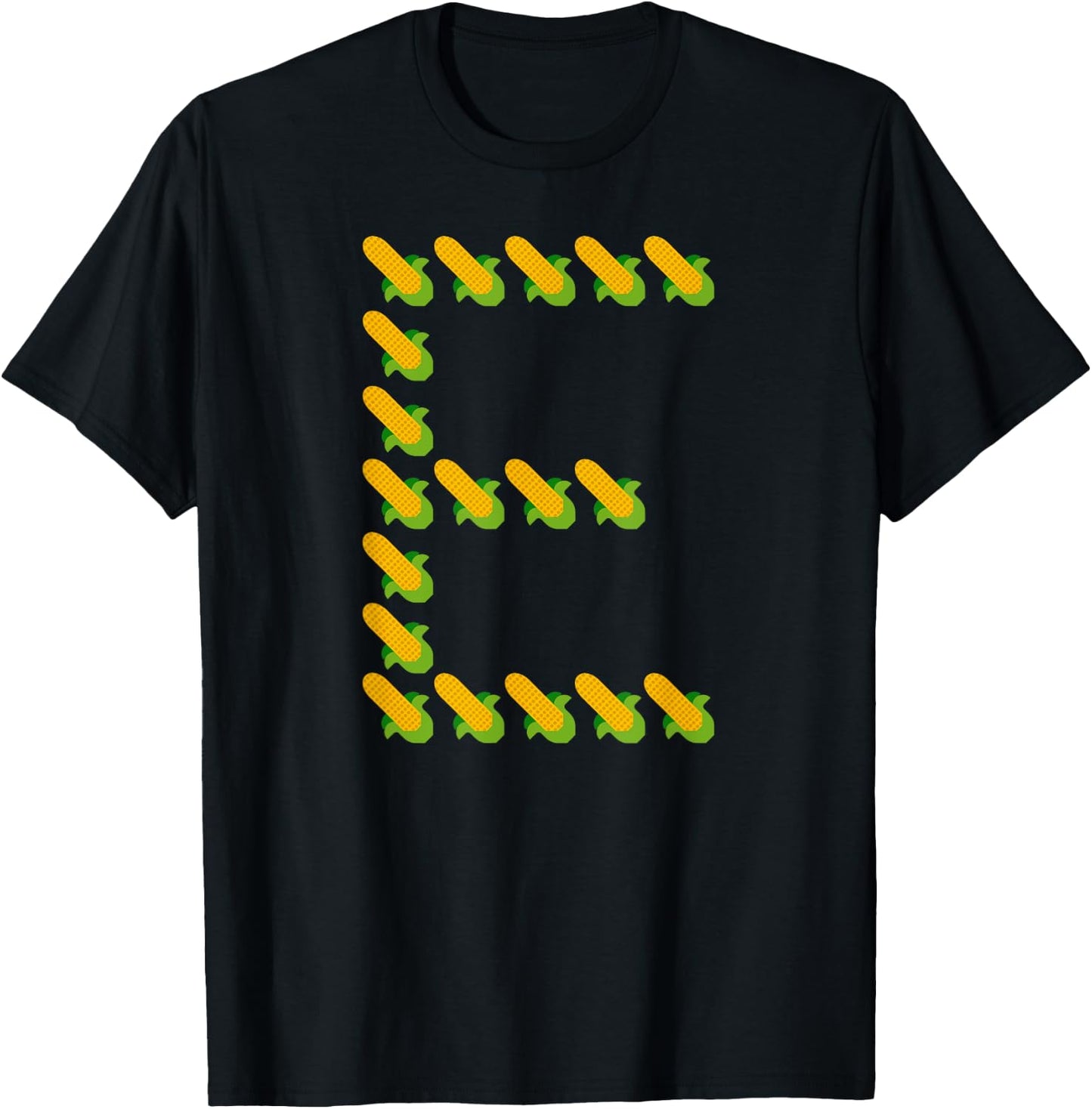 Corn E - Ears of Corn In A Letter E Shape - Funny Corny Pun T-Shirt - T-Shirt | Black