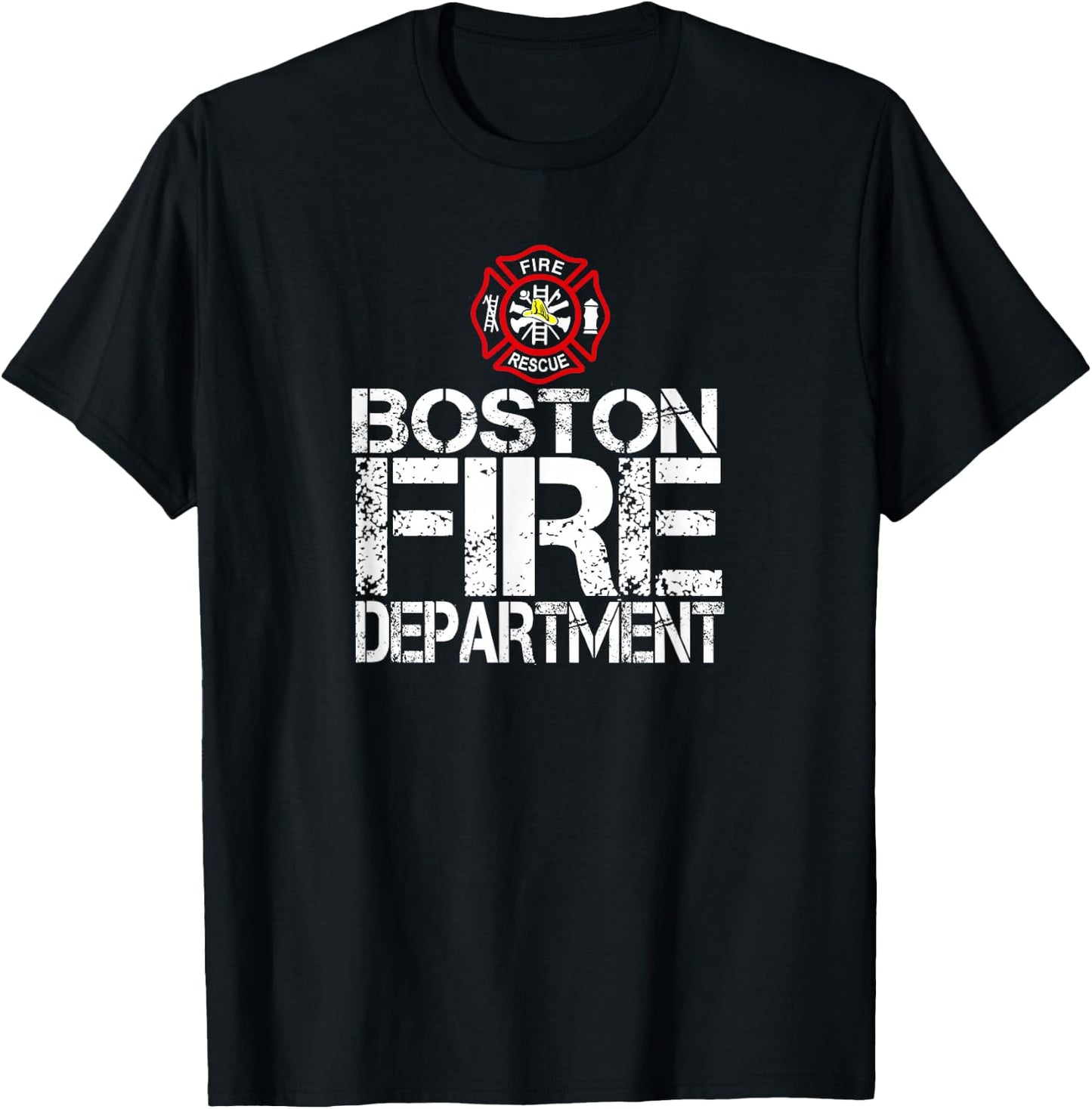 Boston Fire Dept with Florian Cross for Family Kids Adults T-Shirt - T-Shirt | Black