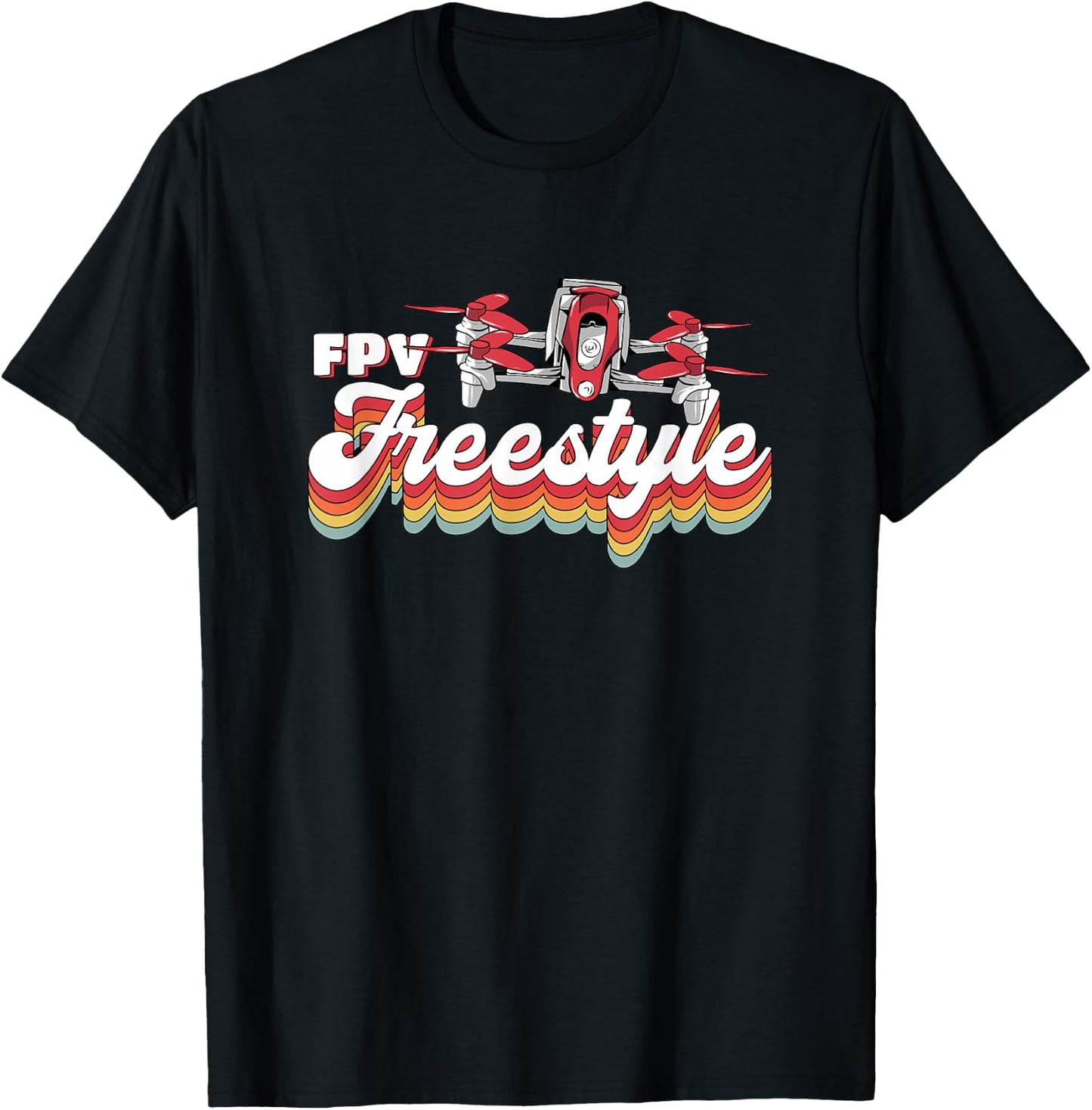 Vintage Quadcopter Racing Retro Fpv Drone Freestyle T-Shirt - T-Shirt | Black