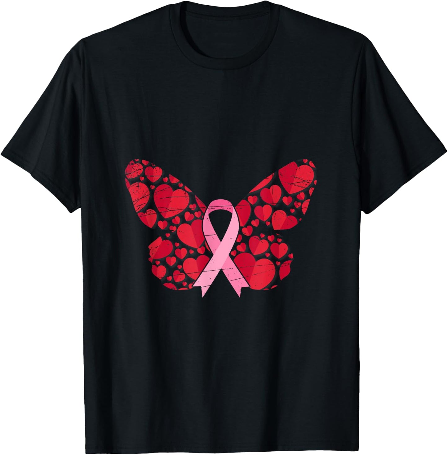 Cancer Survivor Butterfly Women Gift Breast Cancer Awareness T-Shirt - T-Shirt | Black