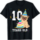 10 Years Old Birthday Pug Dog Lover Party Kids Boys Girls T-Shirt - T-Shirt | Black