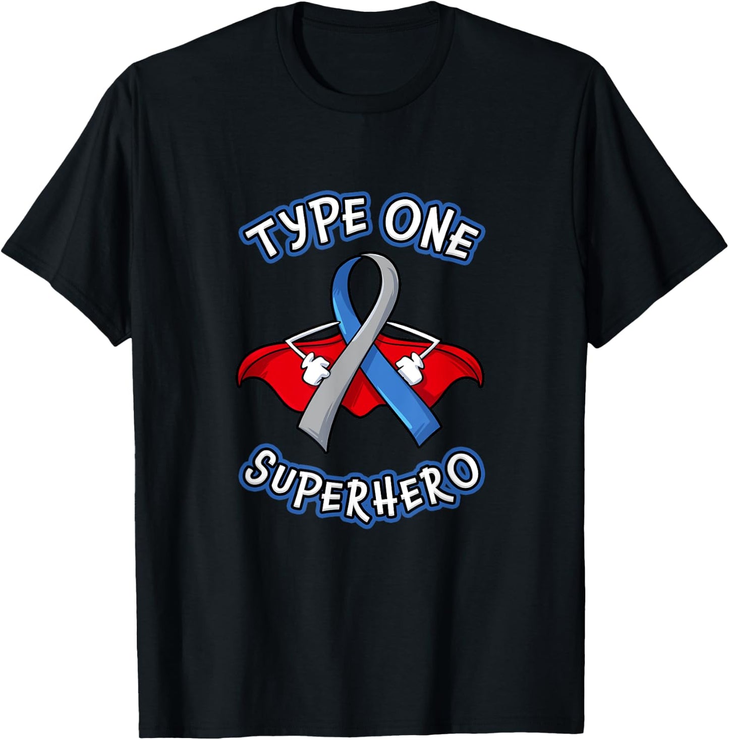 Type 1 Diabetes Superhero Awareness Diabetic Boys Girls T-Shirt - T-Shirt | Black