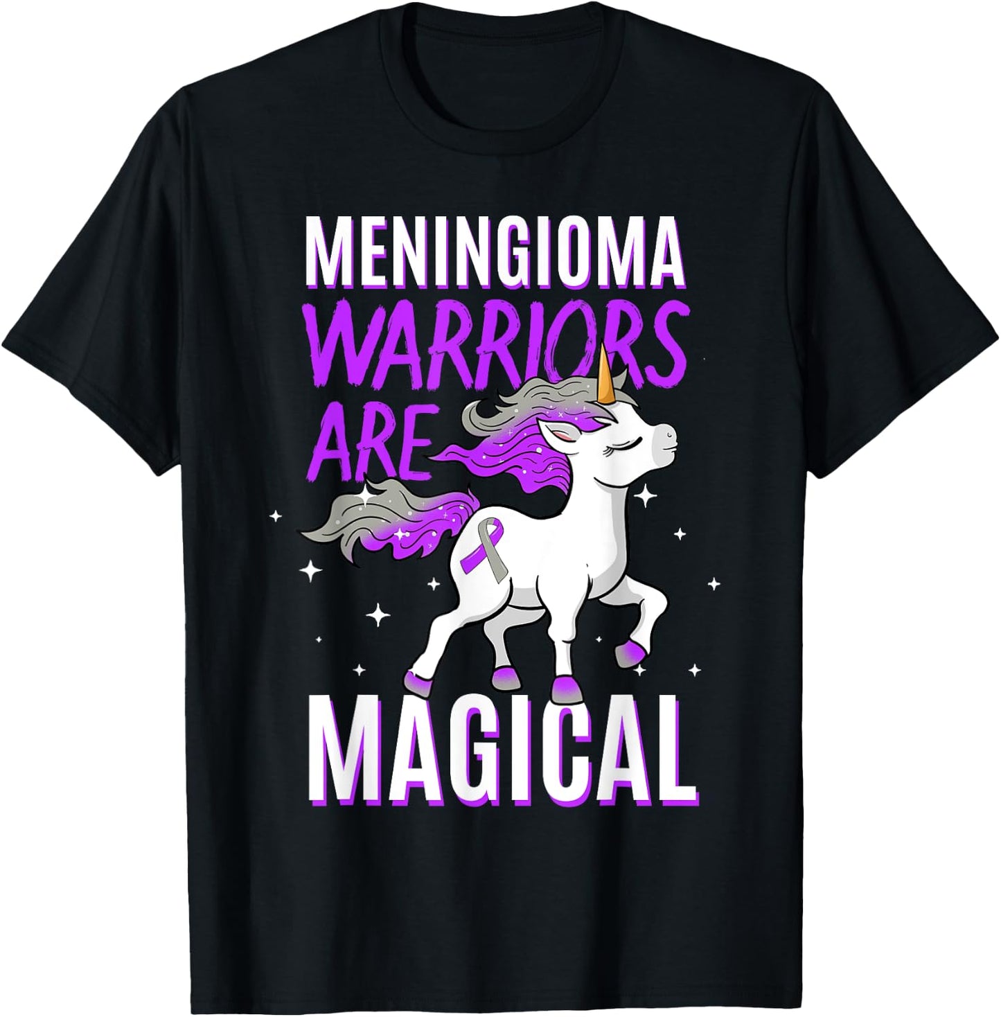 Warriors Are Magical Meningioma Brain Tumor Cancer Awareness T-Shirt - T-Shirt | Black