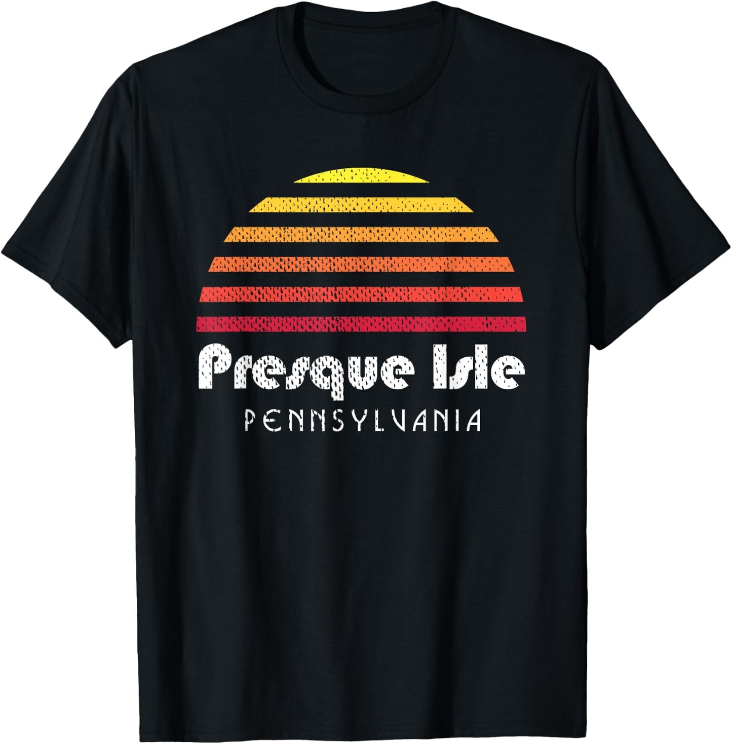 Presque Isle Erie Pa Sunset Retro T-Shirt - T-Shirt | Black