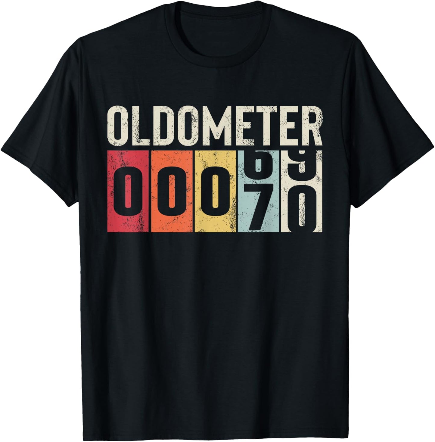 Funny 70 Years Old Oldometer Vintage 70th Birthday Odometer T-Shirt - T-Shirt | Black