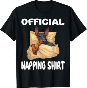 Doberman Pinscher Dog Official Napping shirt Pajamas T-Shirt - T-Shirt | Black