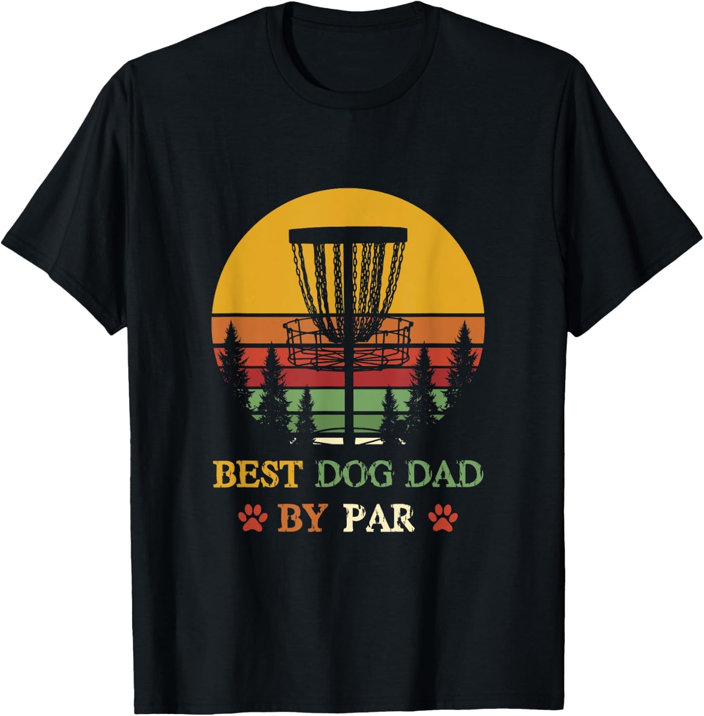 Best Dog Dad by Par Funny Retro vintage Frisbee Golf Disc Men Women Girls Kids T-Shirt - T-Shirt | Black