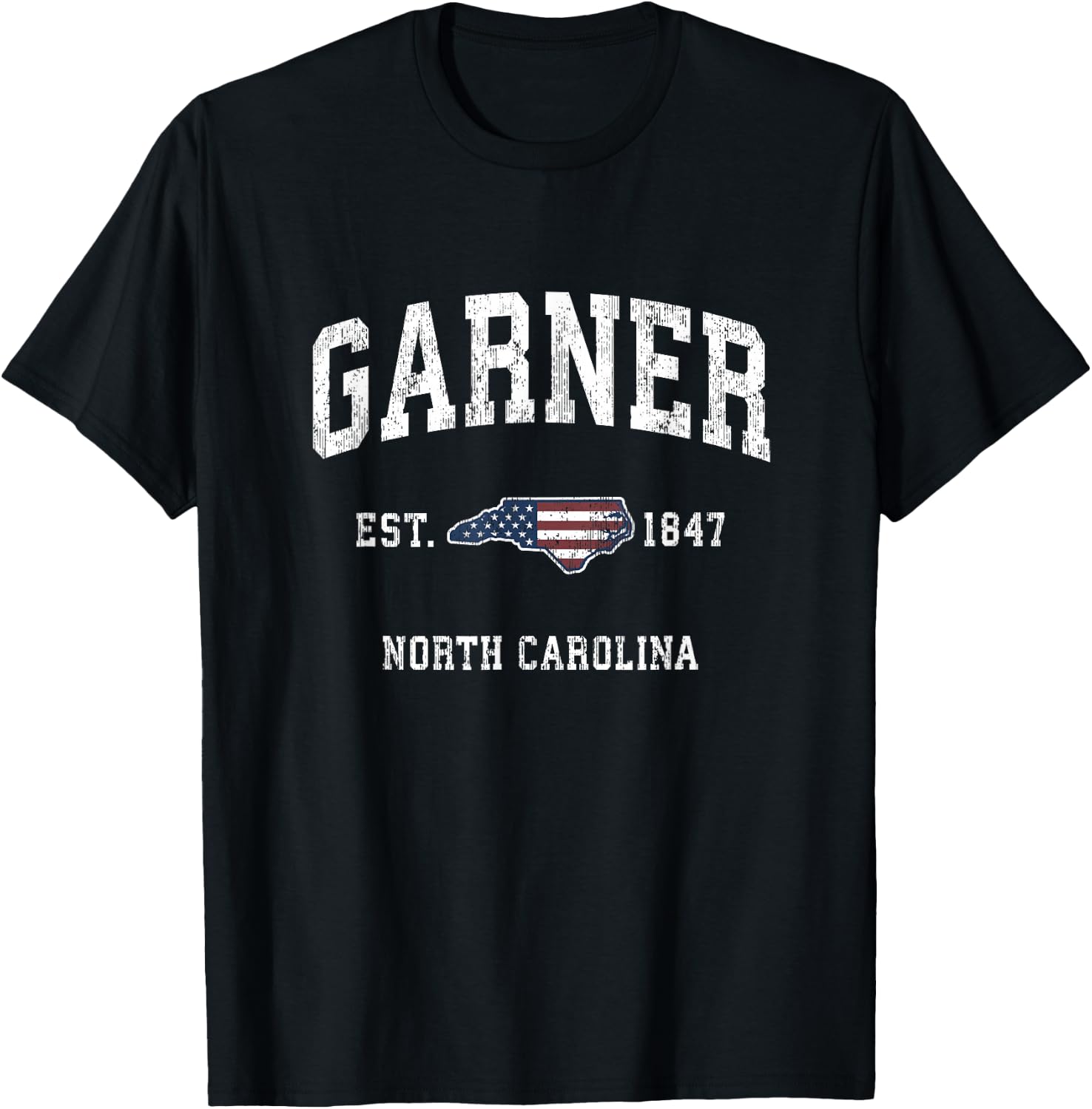 Garner North Carolina NC Vintage American Flag Sports Design T-Shirt - T-Shirt | Black