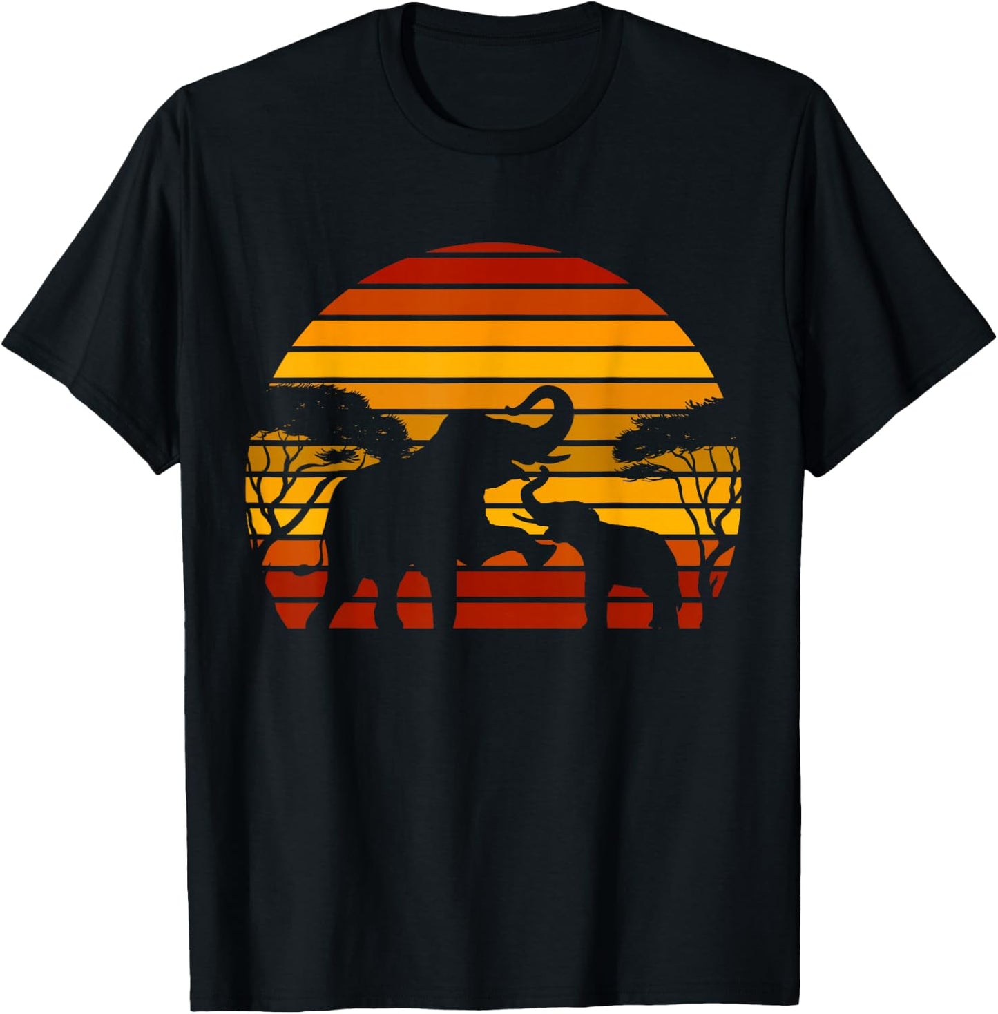 Retro Africa Savannah Zoo Animal Gift Animal Motif Elephant T-Shirt - T-Shirt | Black