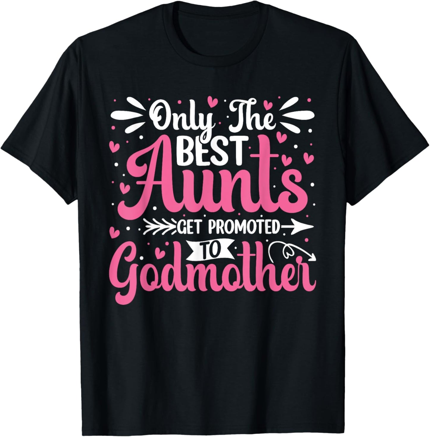 Only The Best Aunts Get Promoted To Godmother Groovy Heart T-Shirt - T-Shirt | Black