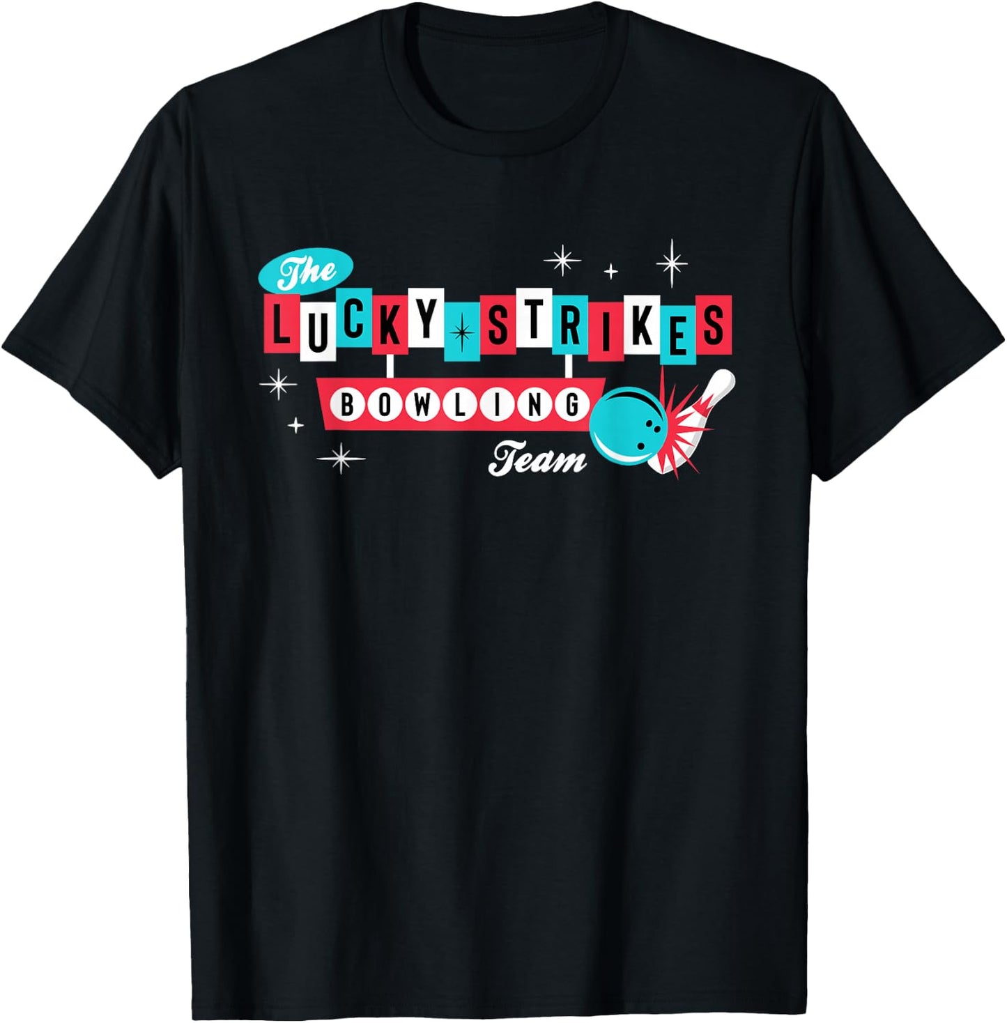 Lucky Strikes Bowling Team - Retro Men Women or Kids T-Shirt - T-Shirt | Black