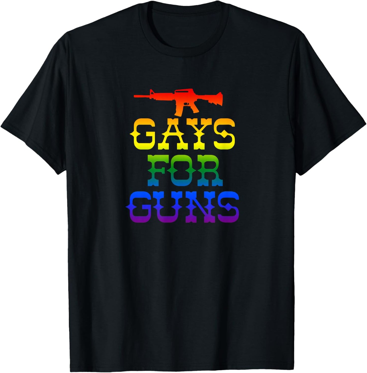 Gays for Guns Rainbow Gay Pride Gun Rights 2nd Amendment T-Shirt - T-Shirt | Black