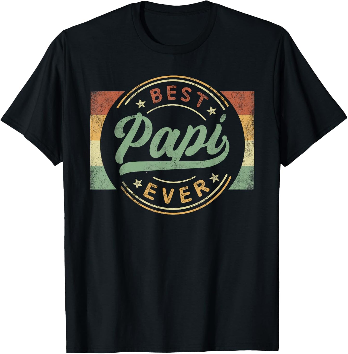 Best Papi Ever Emblem Father's Day Papi Gifts Grandpa T-Shirt - T-Shirt | Black
