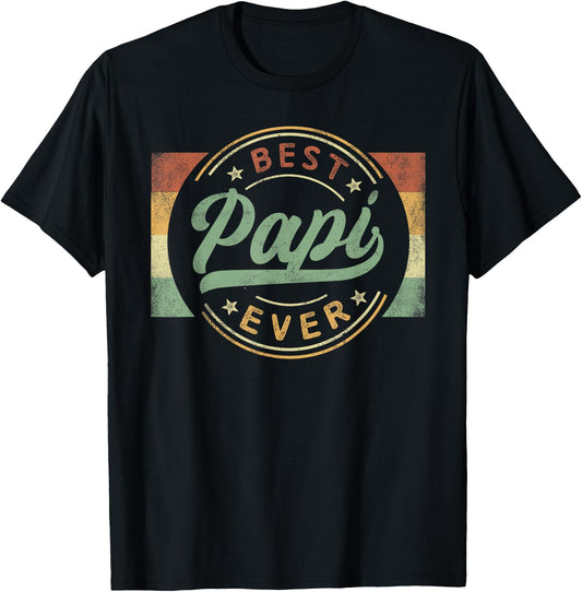 Best Papi Ever Emblem Father's Day Papi Gifts Grandpa T-Shirt - T-Shirt | Black