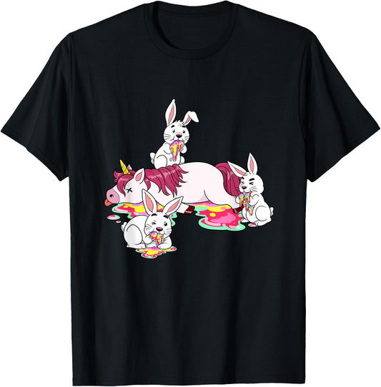 Unicorn Massacre Easter Bunny Killer Rabbit Hare Carnage T-Shirt - T-Shirt | Black