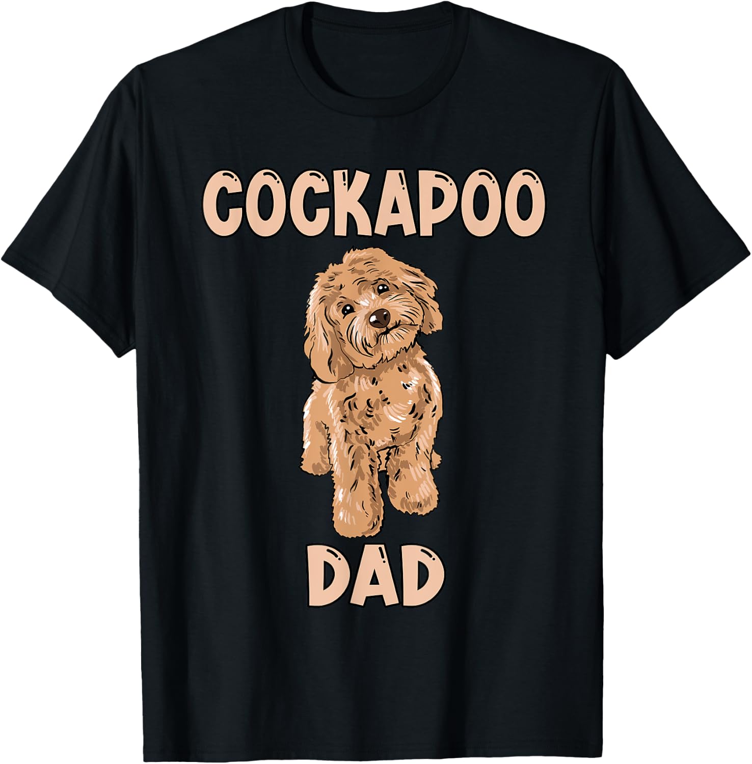 Cute Cockapoo Dog Illustration Cockapoo Dad Owner Love T-Shirt - T-Shirt | Black