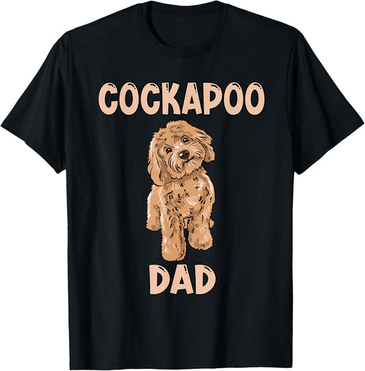 Cute Cockapoo Dog Illustration Cockapoo Dad Owner Love T-Shirt - T-Shirt | Black