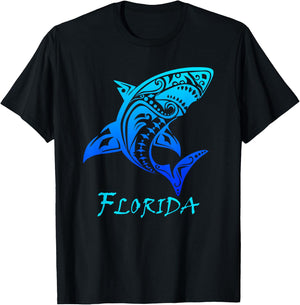 Florida Vacation Vintage Retro Shark T-Shirt - T-Shirt | Black