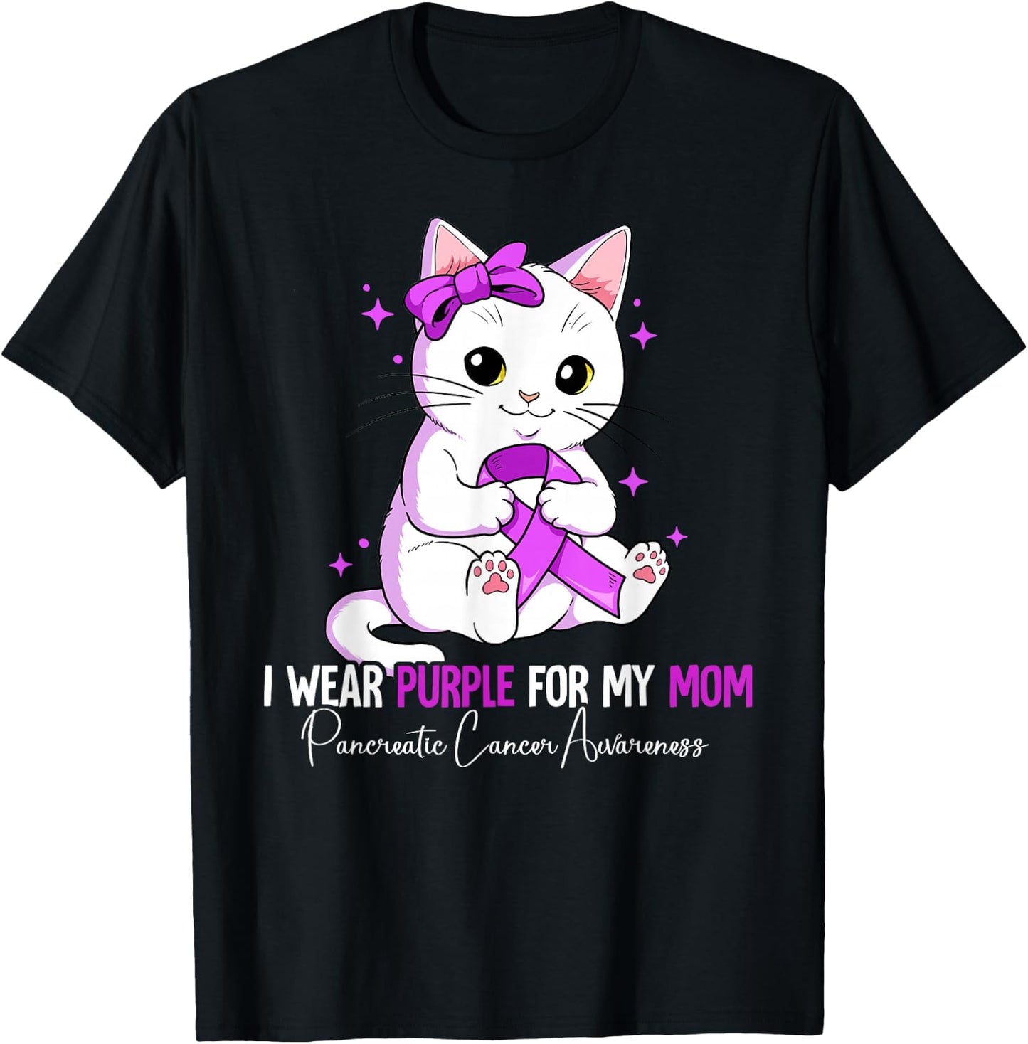 I Wear Purple For My Mom Pancreatic Cancer Awareness T-Shirt - T-Shirt | Black
