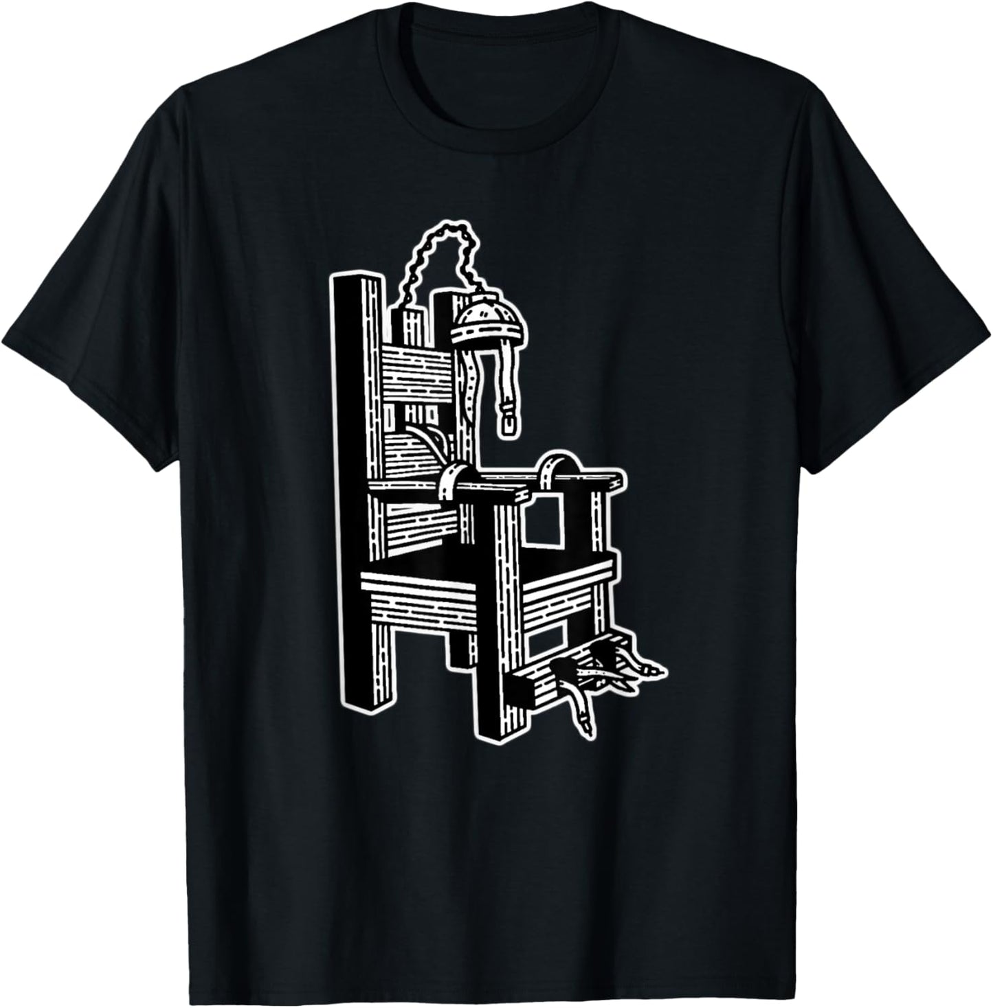 Electric Chair Blackwork Minimal T-Shirt - T-Shirt | Black
