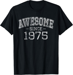 Awesome since 1975 Vintage Style Born in 1975 Birthday Gift T-Shirt - T-Shirt | Black