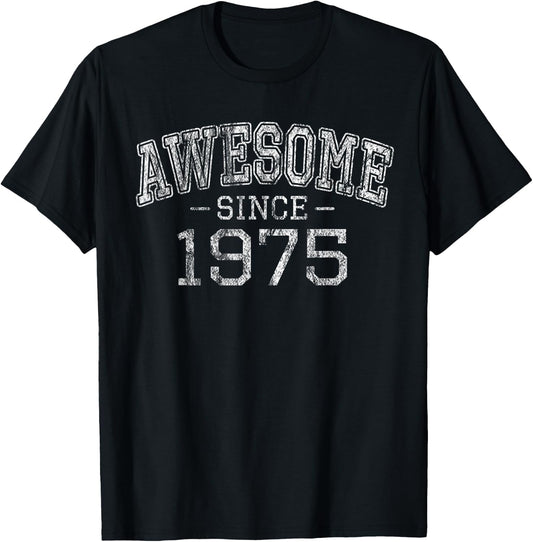 Awesome since 1975 Vintage Style Born in 1975 Birthday Gift T-Shirt - T-Shirt | Black