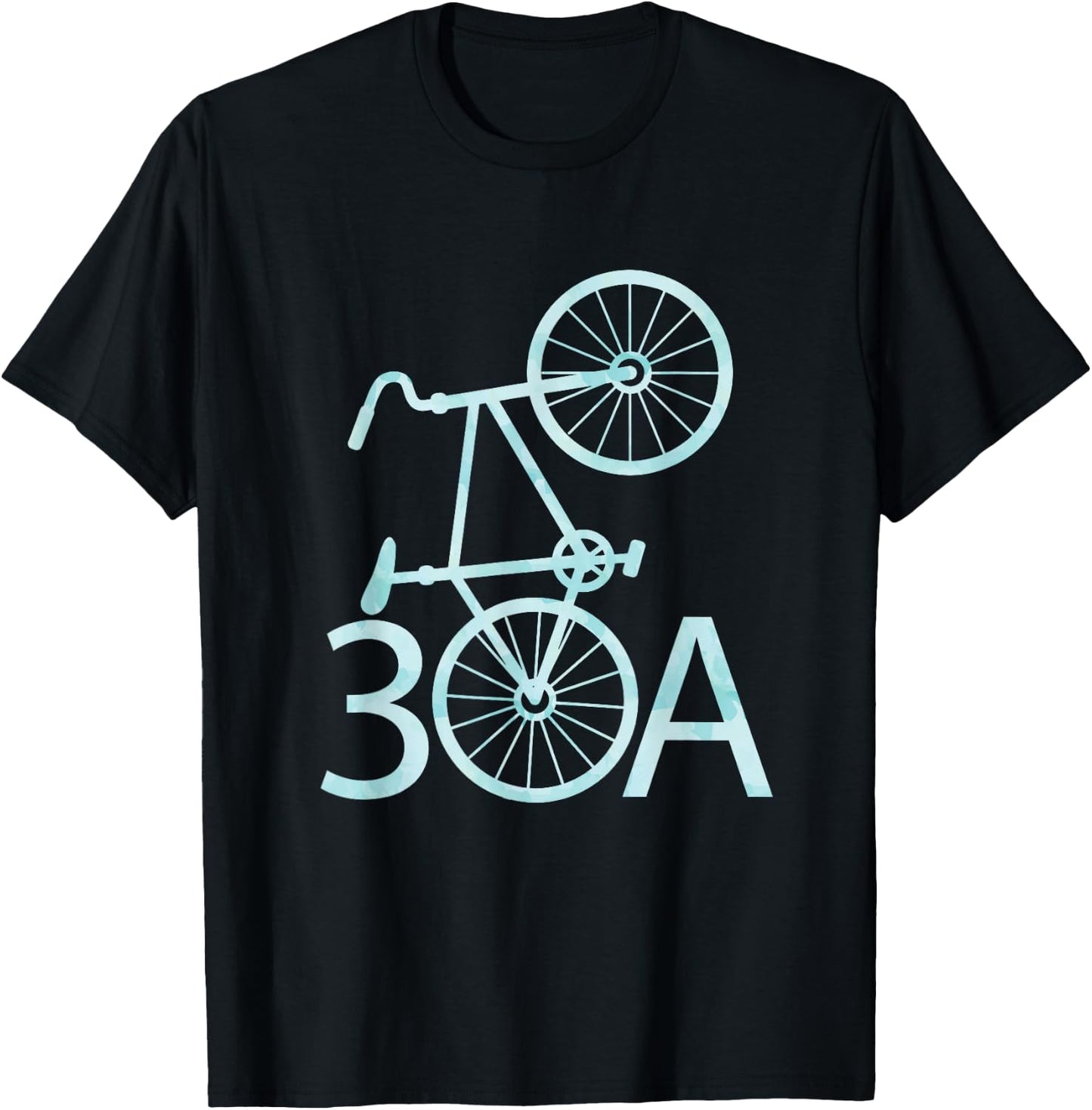 Watercolor 30A Bike | Seaside, Florida T-Shirt - T-Shirt | Black