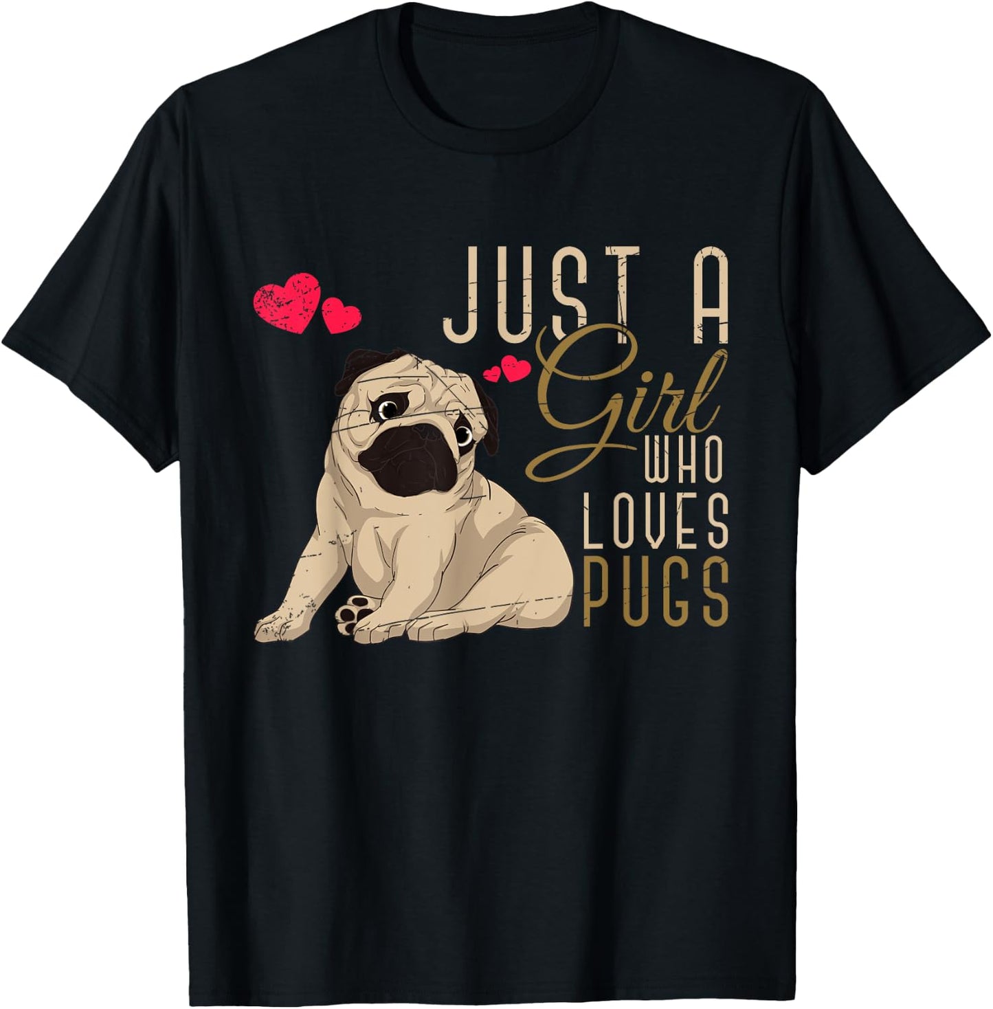Cute Dog Owner Women Girls Pugs Lover Dog Animal Pug T-Shirt - T-Shirt | Black
