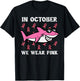 October We Wear Pink Shark Breast Cancer Awareness Boys Kids T-Shirt - T-Shirt | Black