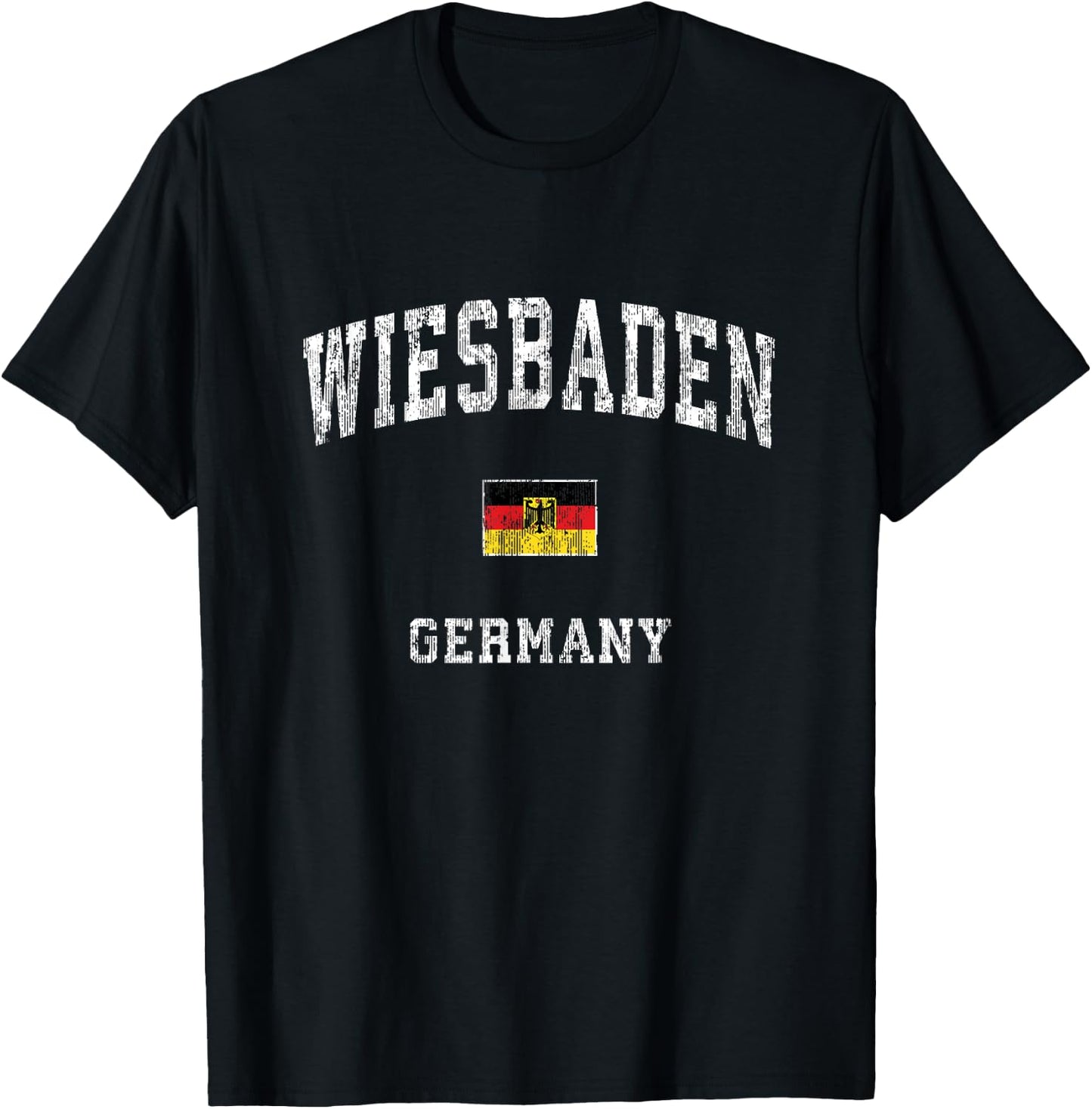 Wiesbaden Germany Vintage Athletic Sports Design T-Shirt - T-Shirt | Black