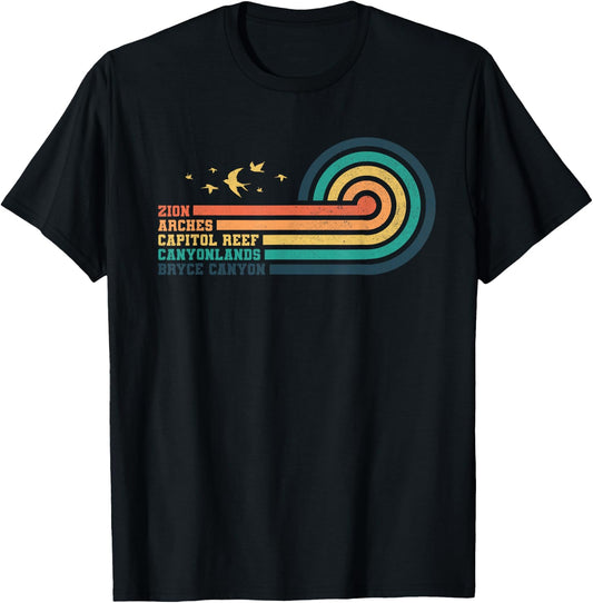 Vintage Moab Souvenir Big 5 Utah Mighty Five National Park T-Shirt - T-Shirt | Black